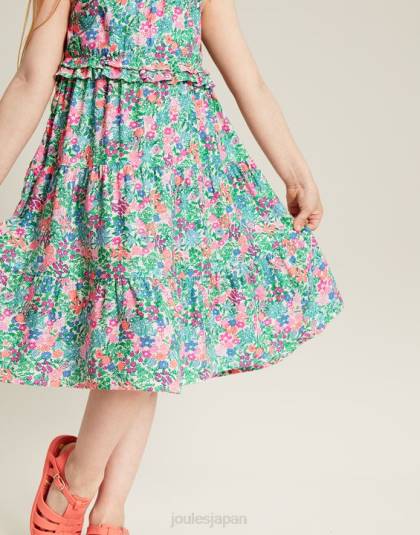 衣服 jp Joules 女の子 テアドラ シャーリングエンパイアティアードドレス 5～12歳 マルチディッシー 46RH293