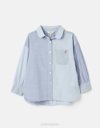 衣服 jp Joules 女の子 フェネラ織りシャツ 5～12 歳 ブルーストライプ 46RH323