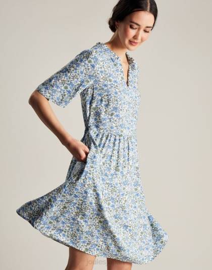 衣服 jp Joules 女性 Lotty フリルネックショートドレス 青い頭が変な 46RH17