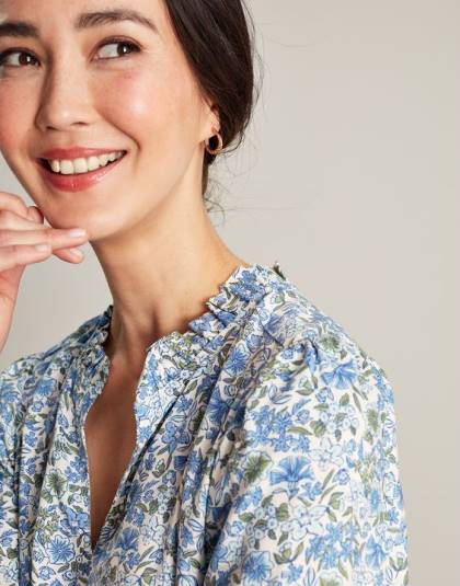 衣服 jp Joules 女性 Lotty フリルネックショートドレス 青い頭が変な 46RH17