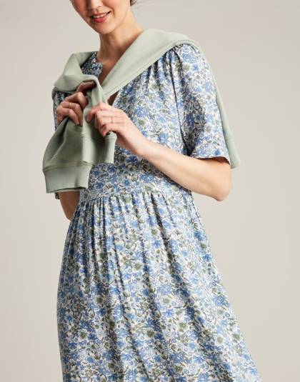 衣服 jp Joules 女性 Lotty フリルネックショートドレス 青い頭が変な 46RH17