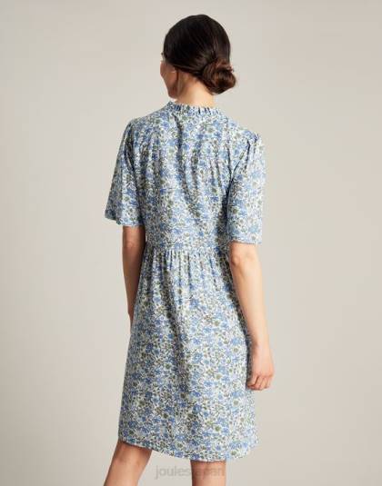 衣服 jp Joules 女性 Lotty フリルネックショートドレス 青い頭が変な 46RH17