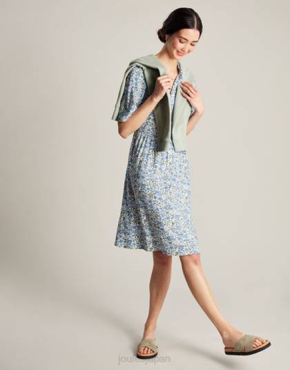 衣服 jp Joules 女性 Lotty フリルネックショートドレス 青い頭が変な 46RH17