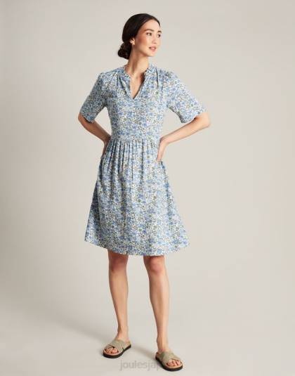衣服 jp Joules 女性 Lotty フリルネックショートドレス 青い頭が変な 46RH17