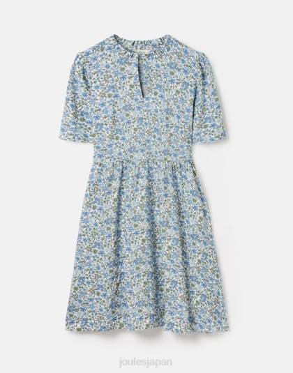 衣服 jp Joules 女性 Lotty フリルネックショートドレス 青い頭が変な 46RH17