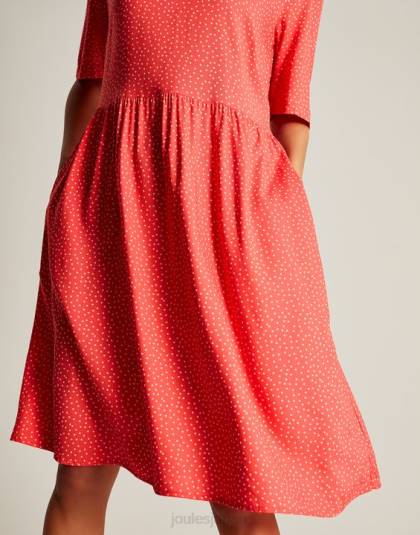 衣服 jp Joules 女性 Lotty フリルネックショートドレス 赤い点 46RH97
