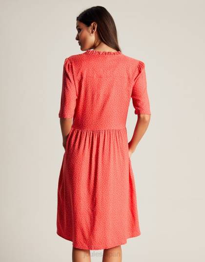 衣服 jp Joules 女性 Lotty フリルネックショートドレス 赤い点 46RH97