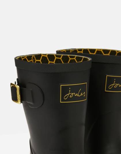 履物 jp Joules 女性 Molly ミッドハイト プリント レインブーツ ゴールドエッチングされた蜂 46RH149