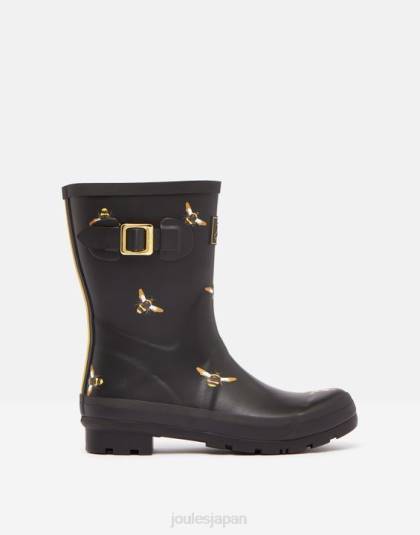 履物 jp Joules 女性 Molly ミッドハイト プリント レインブーツ ブラックメタリックミツバチ 46RH6