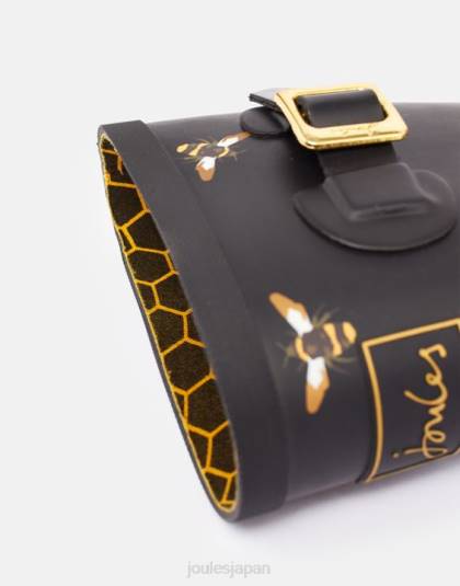履物 jp Joules 女性 Molly ミッドハイト プリント レインブーツ ブラックメタリックミツバチ 46RH6