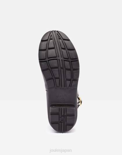 履物 jp Joules 女性 Molly ミッドハイト プリント レインブーツ ブラックメタリックミツバチ 46RH6