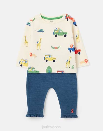 衣服 jp Joules 赤ちゃん パーシー Tシャツ＆パンツセット 0～3歳 クリームサファリ 46RH427