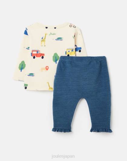 衣服 jp Joules 赤ちゃん パーシー Tシャツ＆パンツセット 0～3歳 クリームサファリ 46RH427