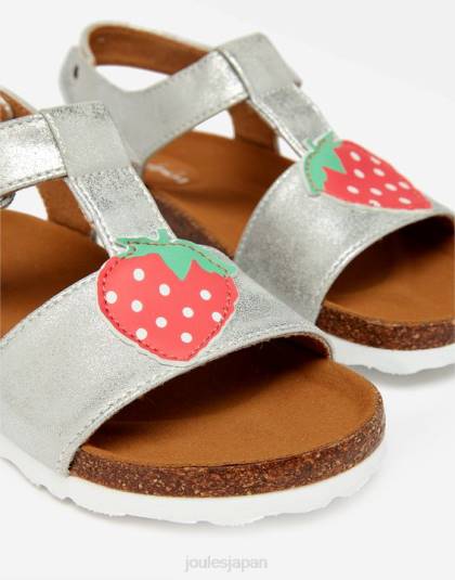 履物 jp Joules 女の子 スカーレット Tバーサンダル 銀 46RH333
