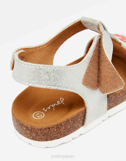 履物 jp Joules 女の子 スカーレット Tバーサンダル 銀 46RH333