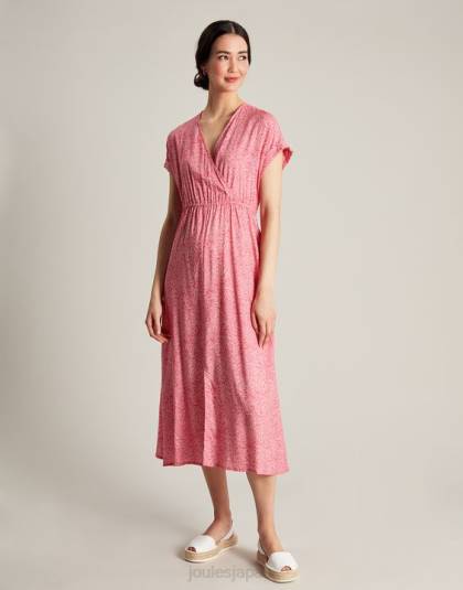 衣服 jp Joules 女性 アビゲイル V ネックドレス ホットピンクの柳のスポット 46RH96
