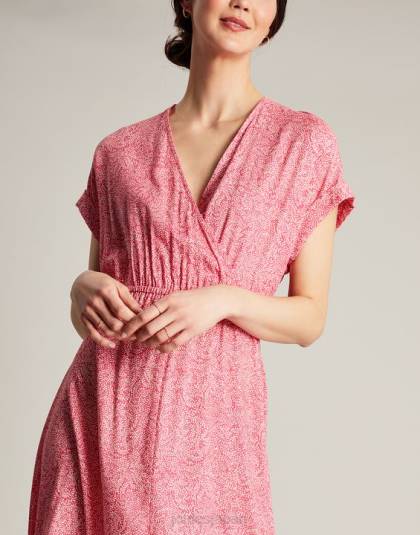 衣服 jp Joules 女性 アビゲイル V ネックドレス ホットピンクの柳のスポット 46RH96