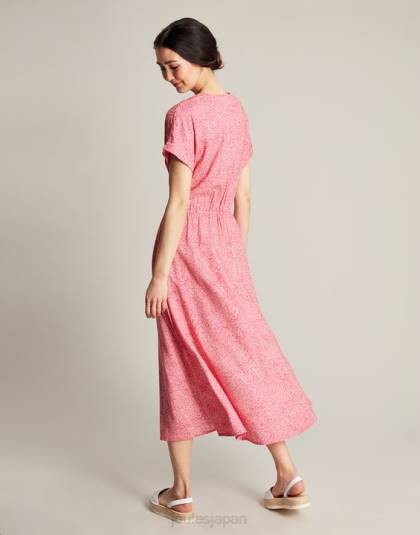 衣服 jp Joules 女性 アビゲイル V ネックドレス ホットピンクの柳のスポット 46RH96