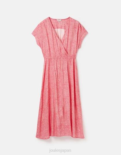 衣服 jp Joules 女性 アビゲイル V ネックドレス ホットピンクの柳のスポット 46RH96