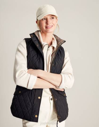 衣服 jp Joules 女性 atwell ダイヤキルトリバーシブルベスト 黒 46RH50