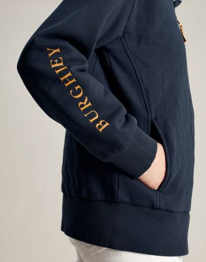 衣服 jp Joules 女性 burghley 1/4 ジップ キルティング スウェットシャツ フランス海軍 46RH112