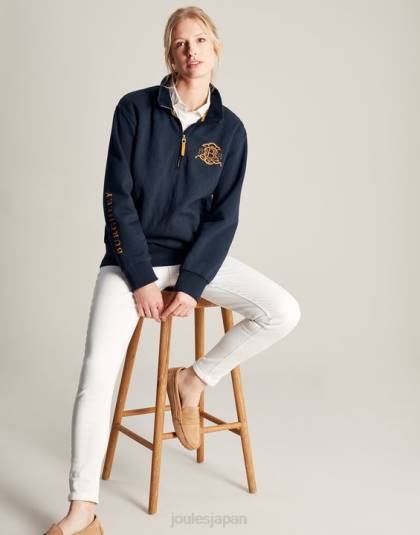 衣服 jp Joules 女性 burghley 1/4 ジップ キルティング スウェットシャツ フランス海軍 46RH112