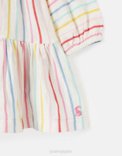 衣服 jp Joules 女の子 iola 長袖ティアードドレス 0-3歳 マルチストライプ 46RH421