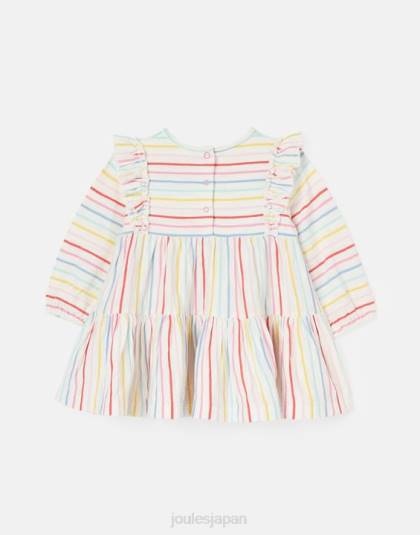 衣服 jp Joules 女の子 iola 長袖ティアードドレス 0-3歳 マルチストライプ 46RH421
