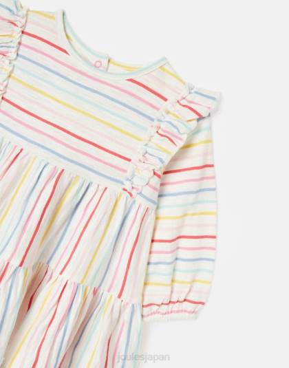 衣服 jp Joules 女の子 iola 長袖ティアードドレス 0-3歳 マルチストライプ 46RH421