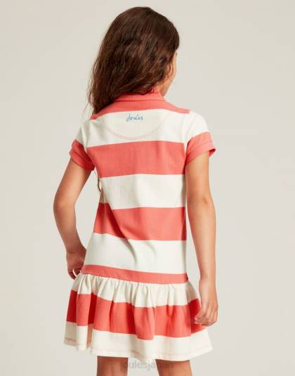 衣服 jp Joules 女の子 orla 半袖ポロドレス 2-12 歳 サンゴストライプ 46RH262