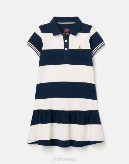 衣服 jp Joules 女の子 orla 半袖ポロドレス 2-12 歳 ネイビークリームストライプ 46RH310