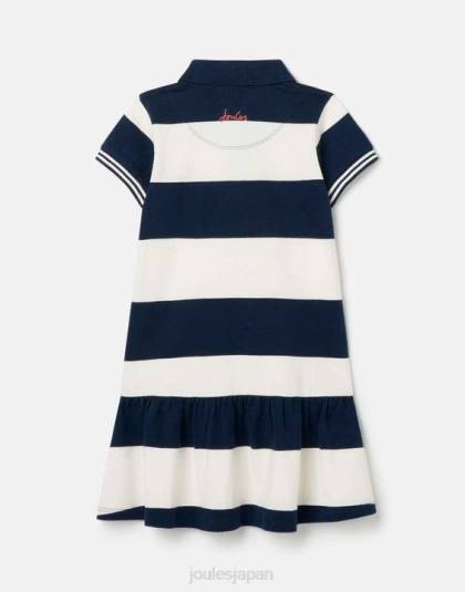 衣服 jp Joules 女の子 orla 半袖ポロドレス 2-12 歳 ネイビークリームストライプ 46RH310