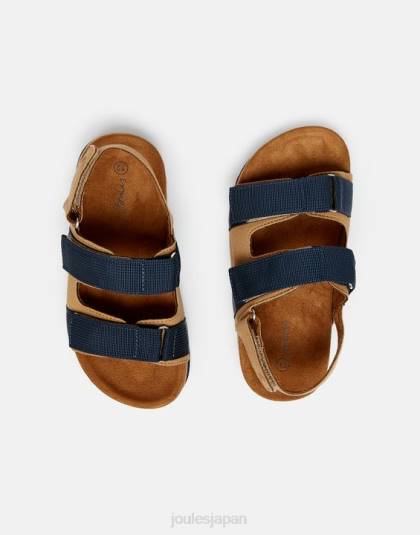 履物 jp Joules 男の子たち toby ベルクロストラップサンダル タンネイビー 46RH389
