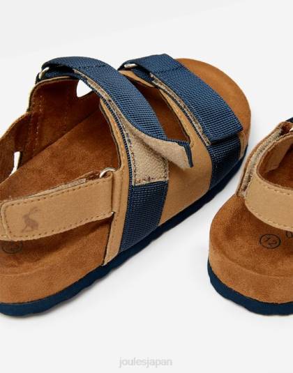 履物 jp Joules 男の子たち toby ベルクロストラップサンダル タンネイビー 46RH389