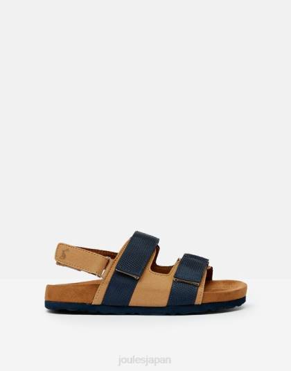 履物 jp Joules 男の子たち toby ベルクロストラップサンダル タンネイビー 46RH389