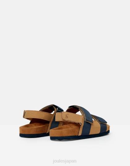 履物 jp Joules 男の子たち toby ベルクロストラップサンダル タンネイビー 46RH389