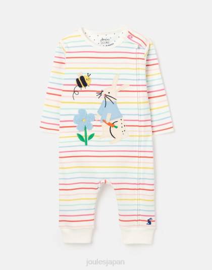衣服 jp Joules 赤ちゃん winfield 有機栽培コットン アートワーク ロンパース 0-9 ヶ月 白い縞模様のウサギ 46RH410