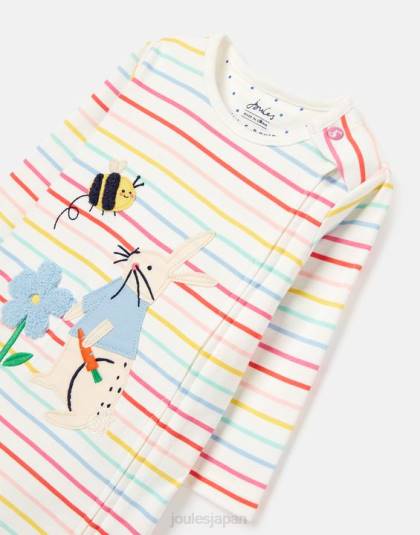 衣服 jp Joules 赤ちゃん winfield 有機栽培コットン アートワーク ロンパース 0-9 ヶ月 白い縞模様のウサギ 46RH410