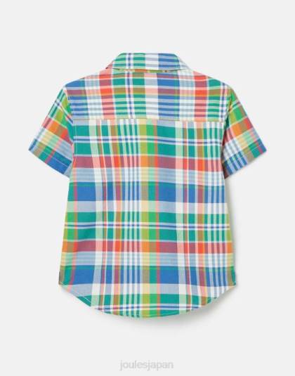 衣服 jp Joules 男の子たち サーク 半袖チェックオックスフォードシャツ 2-12歳 ブルーチェック 46RH354