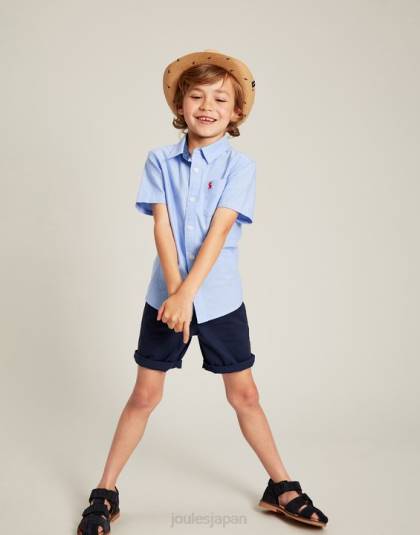 衣服 jp Joules 男の子たち オックスフォード半袖シャツ 2-12 歳 青 46RH379