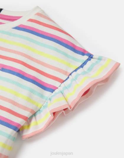 衣服 jp Joules 女の子 フリルサイド半袖フリルTシャツ 2-12歳 マルチストライプ 46RH258