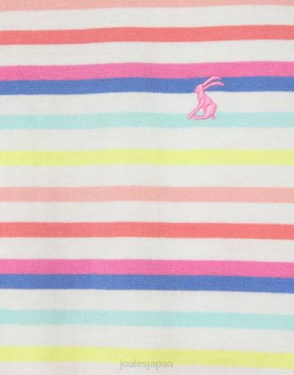 衣服 jp Joules 女の子 フリルサイド半袖フリルTシャツ 2-12歳 マルチストライプ 46RH258