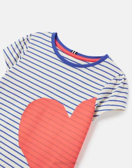 衣服 jp Joules 女の子 ピクシー半袖スクリーンプリント T シャツ 2 ～ 12 歳 赤いハートのストライプ 46RH265