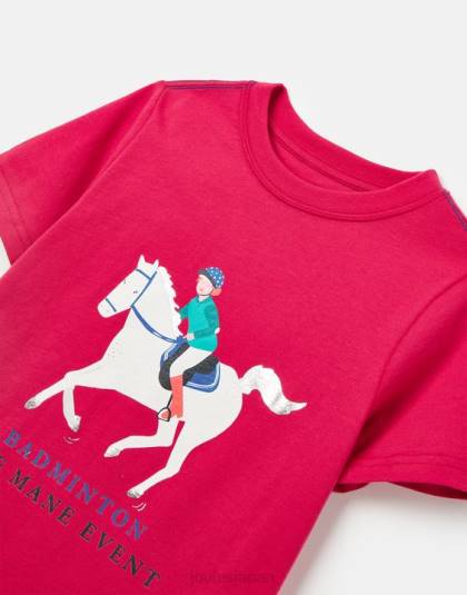 衣服 jp Joules 女の子 キッズ ユニセックス バドミントン 半袖 Tシャツ 2-12 歳 ディープラズベリー 46RH284
