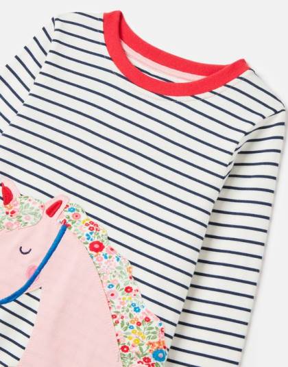 衣服 jp Joules 女の子 バーリー長袖 T シャツ 2 ～ 12 歳 ネイビーホースストライプ 46RH287