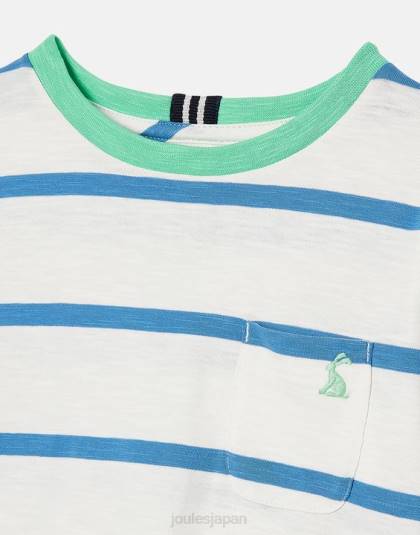 衣服 jp Joules 男の子たち 洗濯済みストライプ T シャツ 2 ～ 12 歳 ライトブルーのストライプ 46RH358