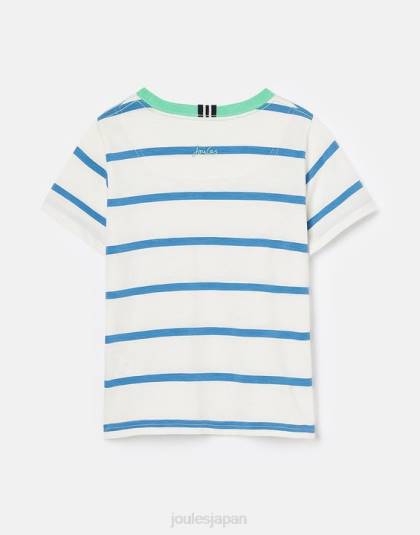 衣服 jp Joules 男の子たち 洗濯済みストライプ T シャツ 2 ～ 12 歳 ライトブルーのストライプ 46RH358