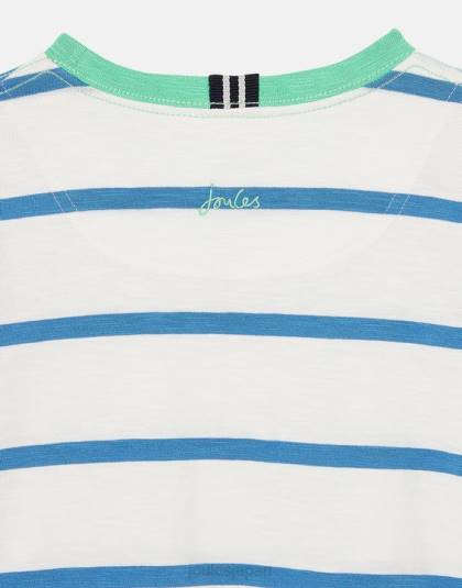 衣服 jp Joules 男の子たち 洗濯済みストライプ T シャツ 2 ～ 12 歳 ライトブルーのストライプ 46RH358