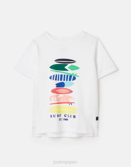 衣服 jp Joules 男の子たち ベン半袖 T シャツ 2 ～ 12 歳 白いサーフボード 46RH362