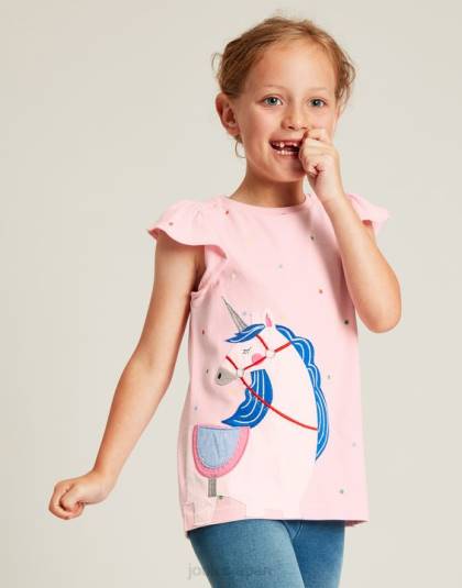 衣服 jp Joules 女の子 フラッターアストラ 半袖Tシャツ 2-8歳 ピンクのユニコーン 46RH290